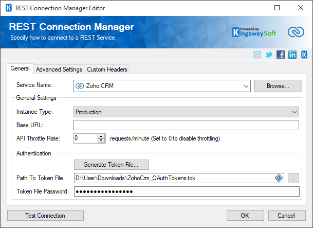 SSIS REST Zoho CRM Connection Manager